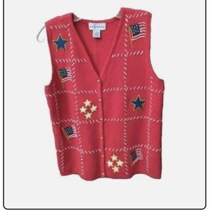 Croft & Barrow American Flag Sweater Vest Small